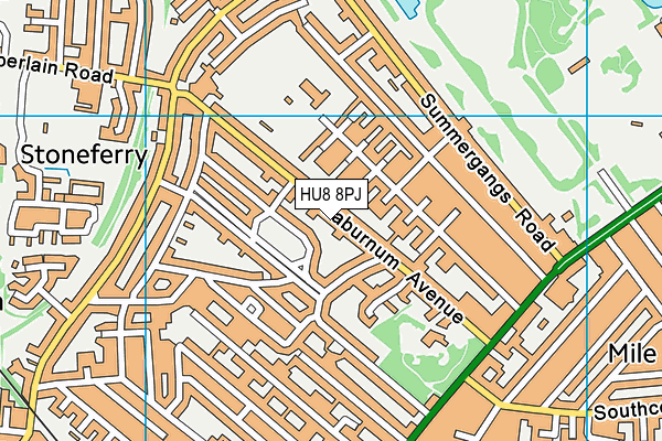 HU8 8PJ map - OS VectorMap District (Ordnance Survey)