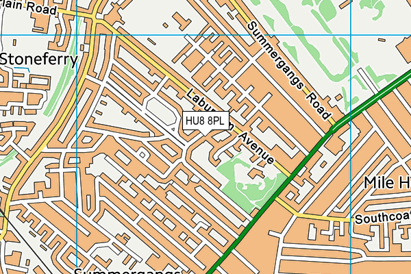 HU8 8PL map - OS VectorMap District (Ordnance Survey)