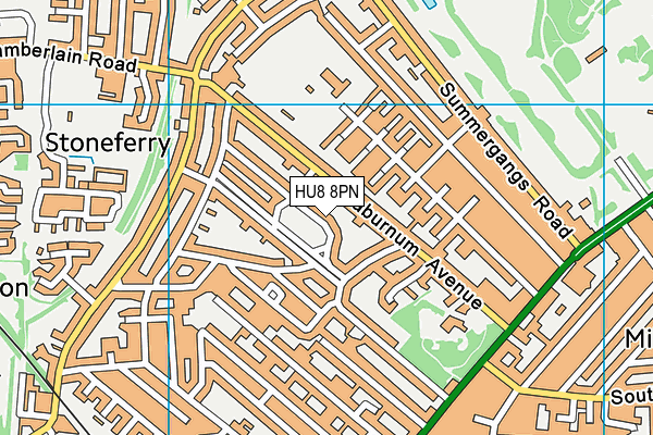HU8 8PN map - OS VectorMap District (Ordnance Survey)