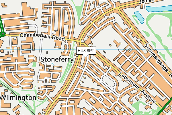 HU8 8PT map - OS VectorMap District (Ordnance Survey)