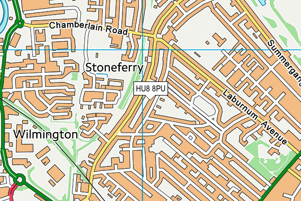 HU8 8PU map - OS VectorMap District (Ordnance Survey)