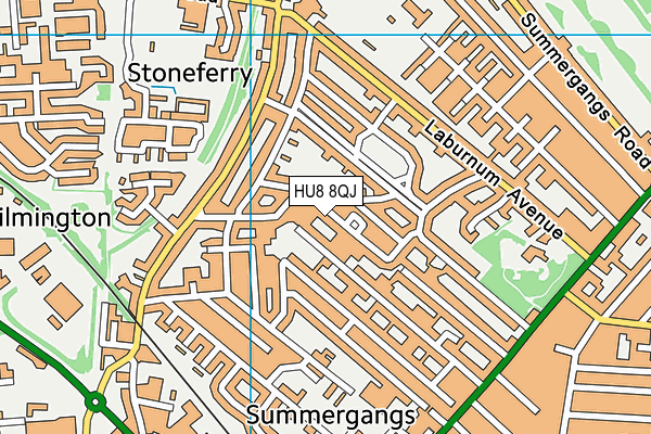 HU8 8QJ map - OS VectorMap District (Ordnance Survey)