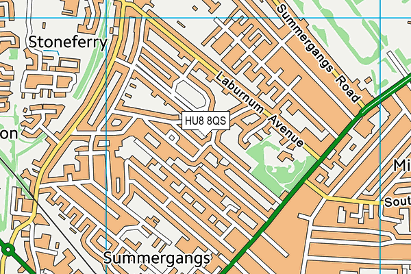 HU8 8QS map - OS VectorMap District (Ordnance Survey)