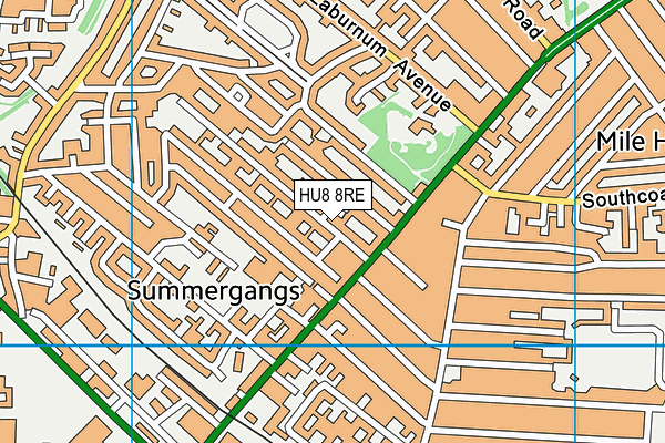 HU8 8RE map - OS VectorMap District (Ordnance Survey)