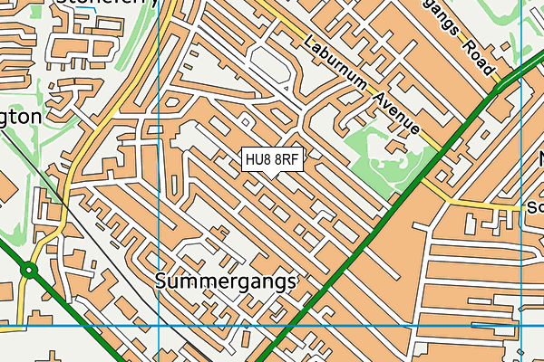 HU8 8RF map - OS VectorMap District (Ordnance Survey)