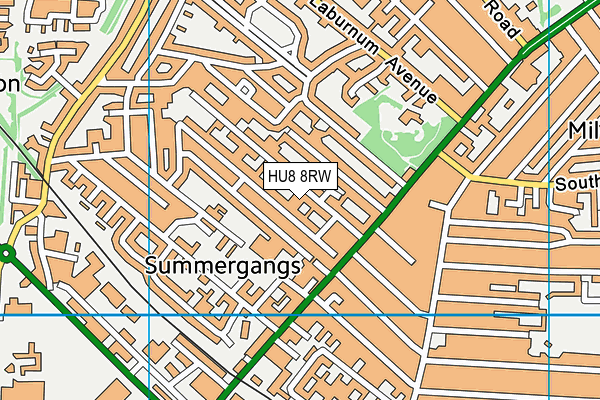 HU8 8RW map - OS VectorMap District (Ordnance Survey)