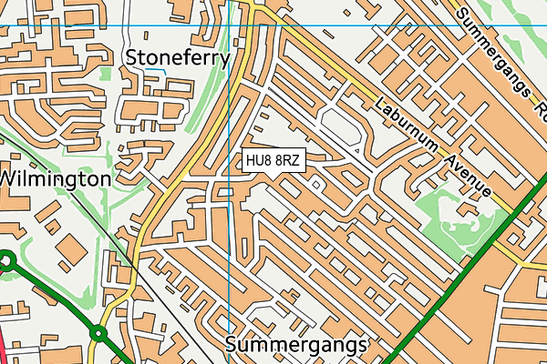 HU8 8RZ map - OS VectorMap District (Ordnance Survey)