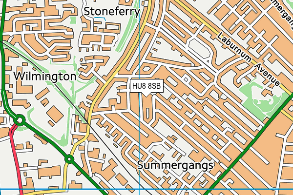 HU8 8SB map - OS VectorMap District (Ordnance Survey)