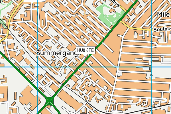 HU8 8TE map - OS VectorMap District (Ordnance Survey)