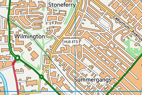 HU8 8TS map - OS VectorMap District (Ordnance Survey)