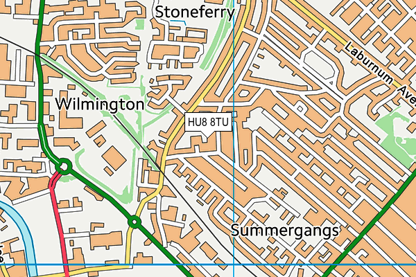 HU8 8TU map - OS VectorMap District (Ordnance Survey)