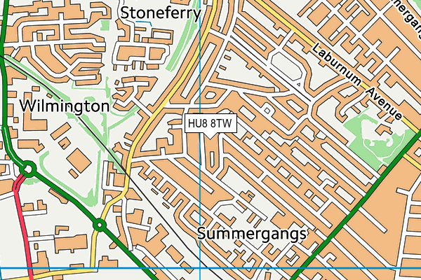 HU8 8TW map - OS VectorMap District (Ordnance Survey)