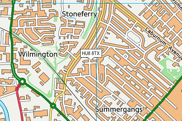 HU8 8TX map - OS VectorMap District (Ordnance Survey)