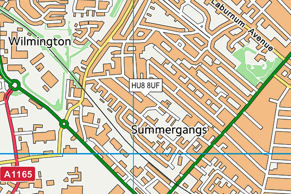 HU8 8UF map - OS VectorMap District (Ordnance Survey)