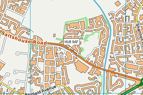 HU8 9AF map - OS VectorMap District (Ordnance Survey)