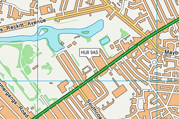 HU8 9AS map - OS VectorMap District (Ordnance Survey)