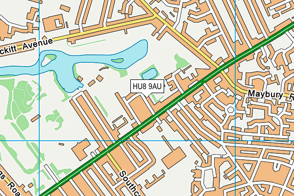 HU8 9AU map - OS VectorMap District (Ordnance Survey)