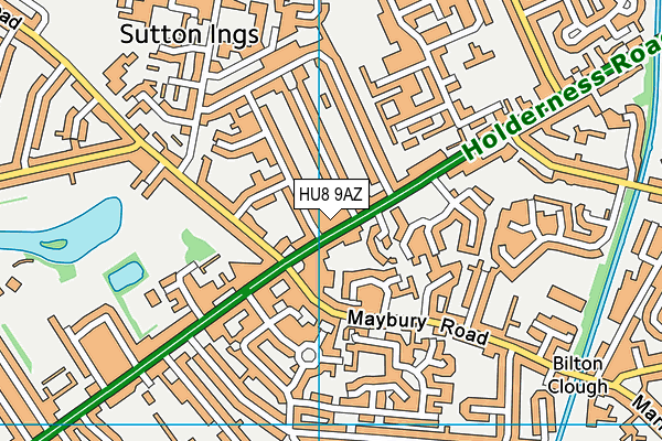 HU8 9AZ map - OS VectorMap District (Ordnance Survey)