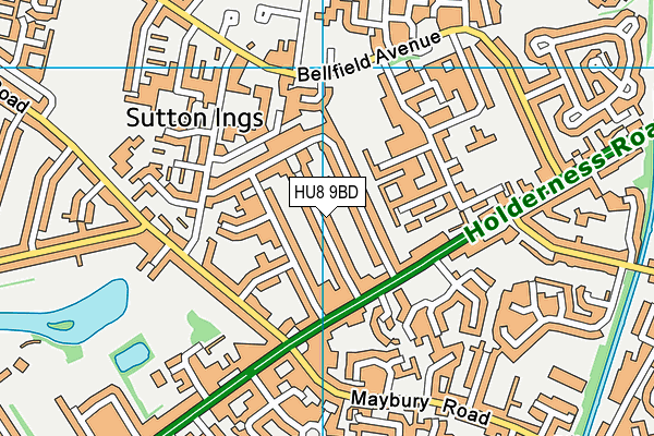 HU8 9BD map - OS VectorMap District (Ordnance Survey)