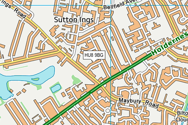 HU8 9BG map - OS VectorMap District (Ordnance Survey)