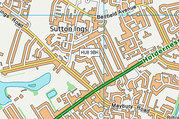 HU8 9BH map - OS VectorMap District (Ordnance Survey)