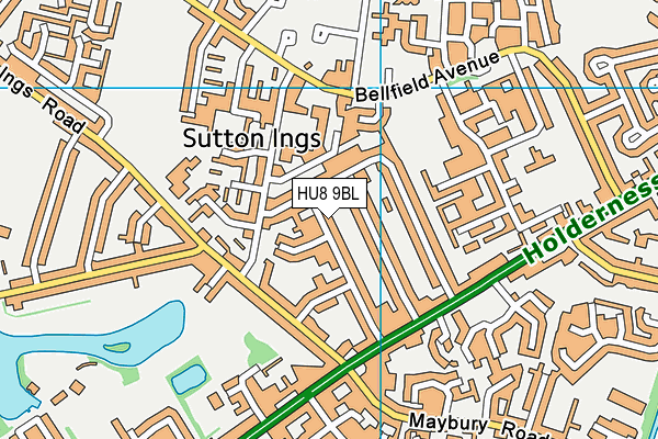 HU8 9BL map - OS VectorMap District (Ordnance Survey)