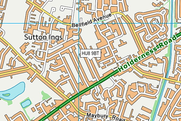 HU8 9BT map - OS VectorMap District (Ordnance Survey)