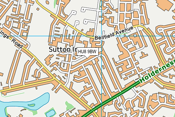 HU8 9BW map - OS VectorMap District (Ordnance Survey)