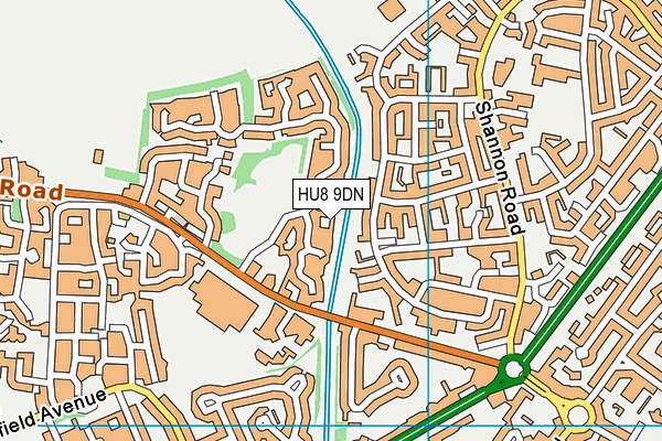 HU8 9DN map - OS VectorMap District (Ordnance Survey)
