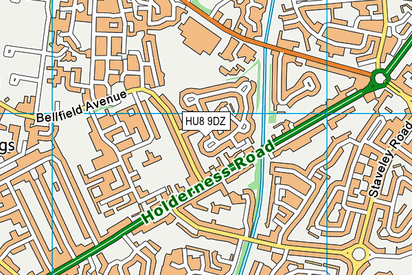 HU8 9DZ map - OS VectorMap District (Ordnance Survey)
