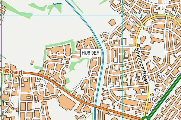 HU8 9EF map - OS VectorMap District (Ordnance Survey)