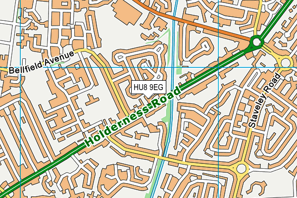 HU8 9EG map - OS VectorMap District (Ordnance Survey)