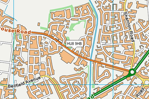 HU8 9HB map - OS VectorMap District (Ordnance Survey)