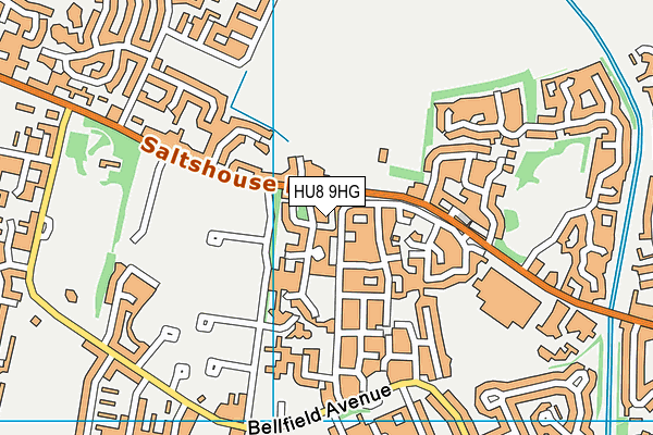 HU8 9HG map - OS VectorMap District (Ordnance Survey)