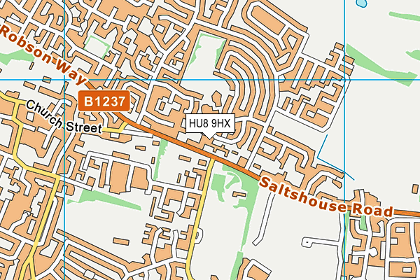 HU8 9HX map - OS VectorMap District (Ordnance Survey)