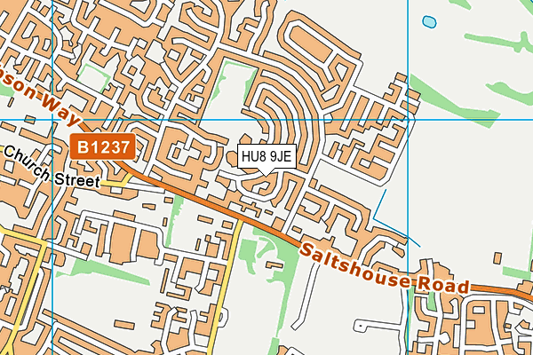 HU8 9JE map - OS VectorMap District (Ordnance Survey)