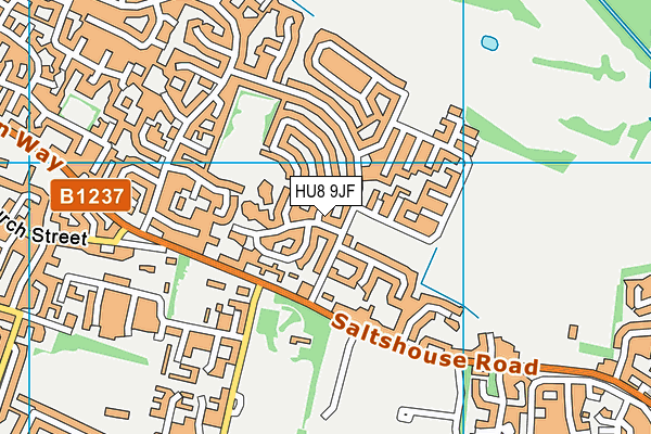 HU8 9JF map - OS VectorMap District (Ordnance Survey)