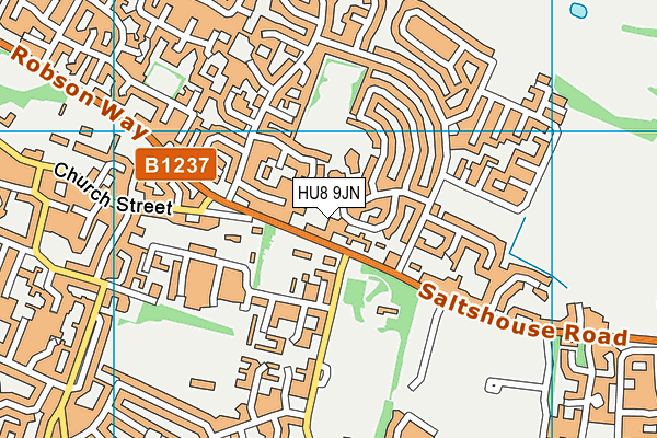 HU8 9JN map - OS VectorMap District (Ordnance Survey)