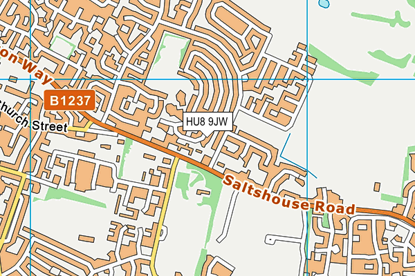 HU8 9JW map - OS VectorMap District (Ordnance Survey)
