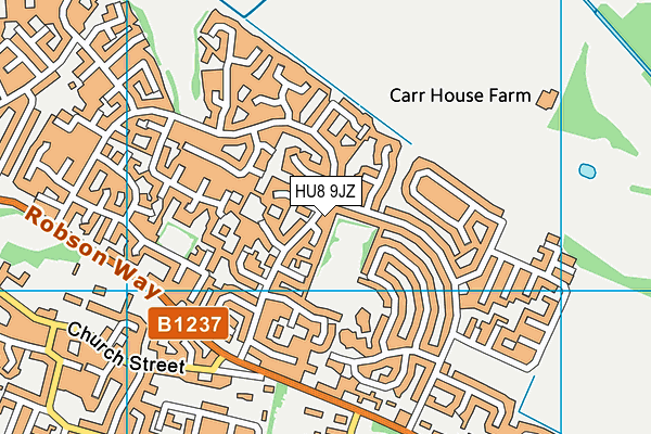 HU8 9JZ map - OS VectorMap District (Ordnance Survey)