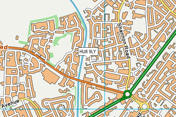 HU8 9LY map - OS VectorMap District (Ordnance Survey)