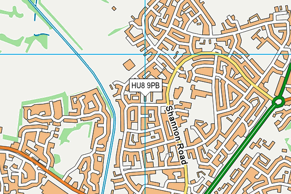 HU8 9PB map - OS VectorMap District (Ordnance Survey)