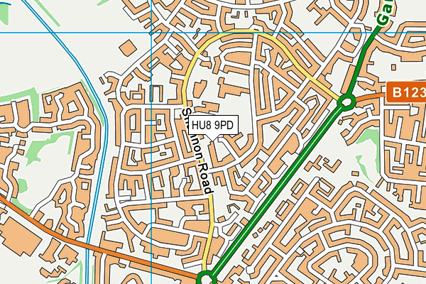 HU8 9PD map - OS VectorMap District (Ordnance Survey)