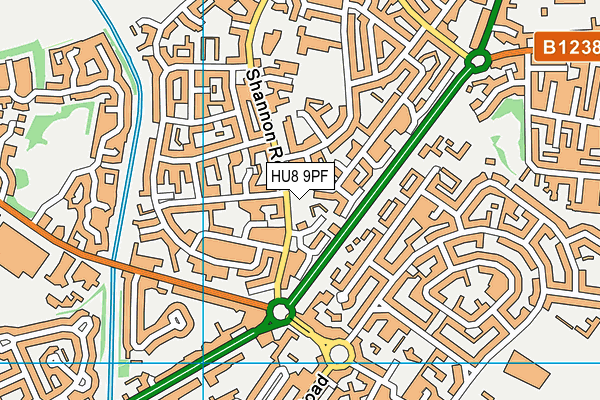 HU8 9PF map - OS VectorMap District (Ordnance Survey)
