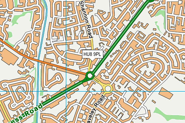 HU8 9PL map - OS VectorMap District (Ordnance Survey)