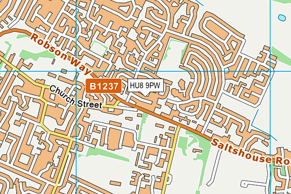 HU8 9PW map - OS VectorMap District (Ordnance Survey)