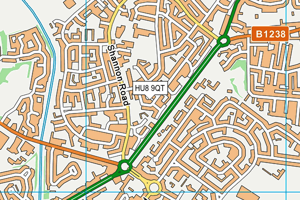 HU8 9QT map - OS VectorMap District (Ordnance Survey)