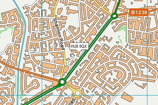 HU8 9QX map - OS VectorMap District (Ordnance Survey)