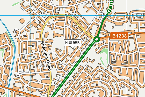 HU8 9RB map - OS VectorMap District (Ordnance Survey)