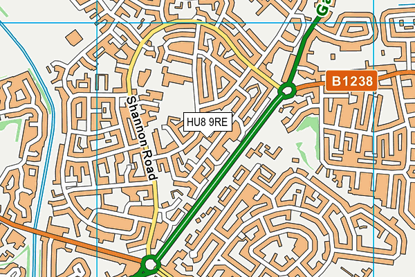 HU8 9RE map - OS VectorMap District (Ordnance Survey)